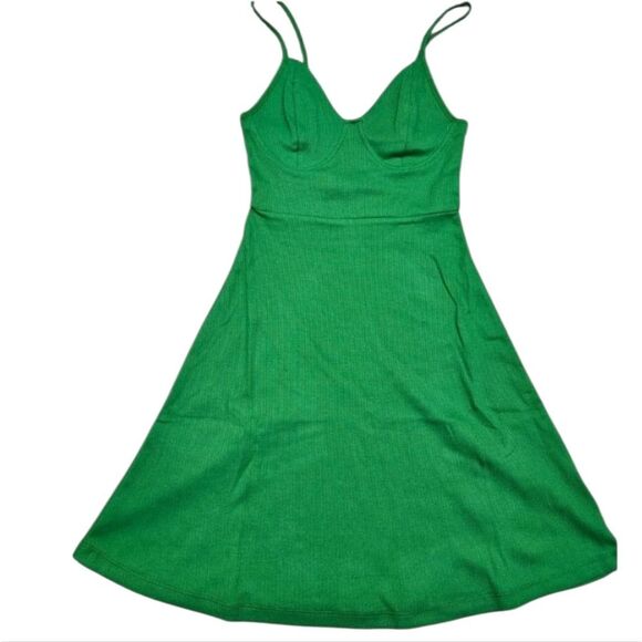Womens Knit Ribbed Skater Dress Wild Fable Green Size Small NWT Final Price - Picture 2 of 7